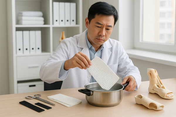 低温热塑板材和石膏固定对比